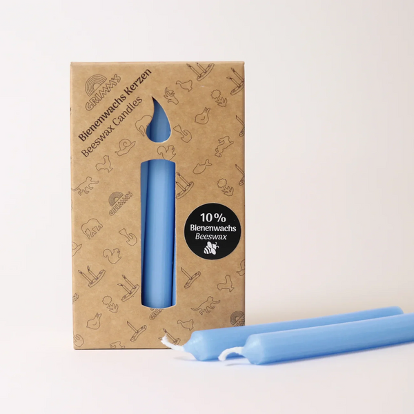 GRIMM'S Hellblaue Bienenwachs-Kerzen (10%) - 12 Stück Naturkerzen für Festtagsringe - Makimo - Smart Kids