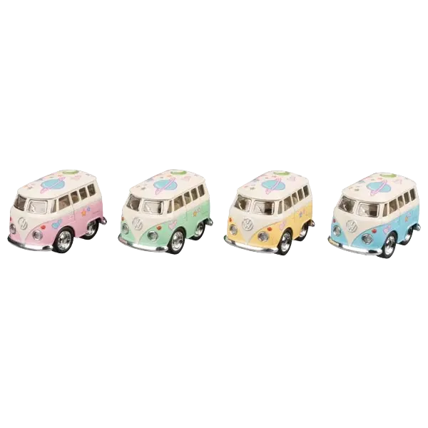 goki VW Microbus mit Druck – Spielzeugauto aus Spritzguss mit Rückzugmotor