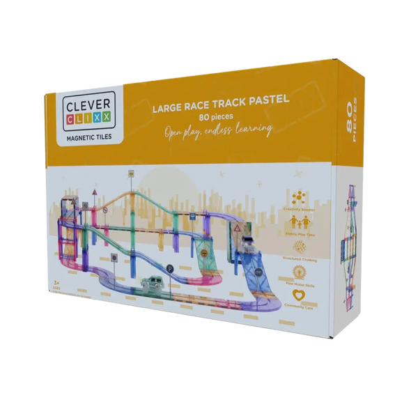 Cleverclixx - Große Rennstrecke Pastell 80-teiliges Set