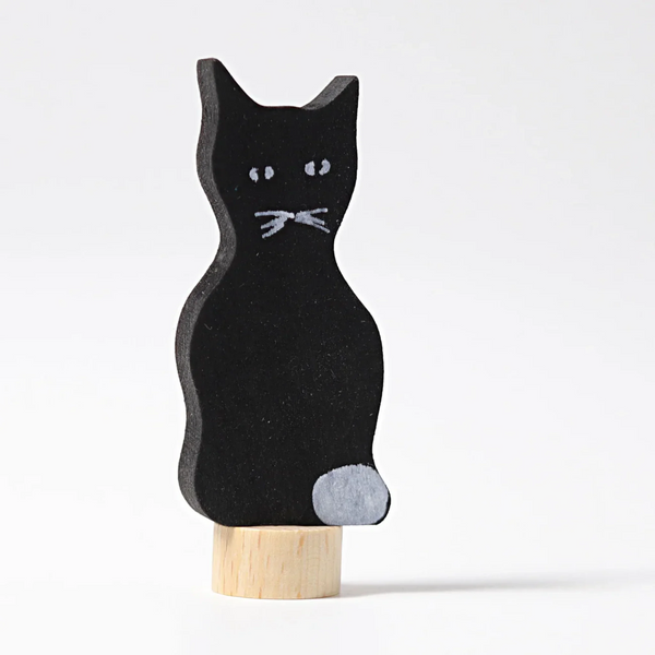 GRIMM'S Steckfigur schwarze Katze - Handbemalte Holzfigur für Festtagsringe - Makimo - Smart Kids