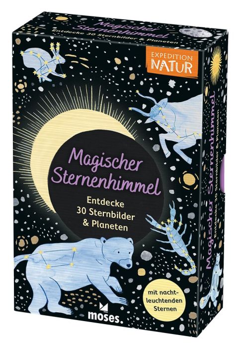 Expedition Natur - Magischer Sternenhimmel | Glow-in-the-Dark Kartenset mit 30 Sternbildern & Planeten