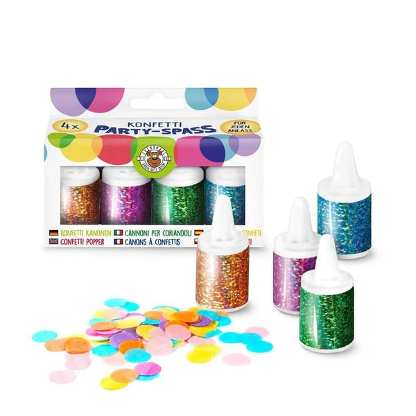 BF Konfetti-Popper 4er-Set – Buntes Papierkonfetti für jede Feier - Makimo - Smart Kids