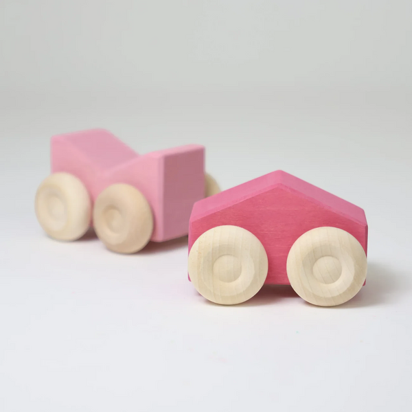 GRIMM'S Stapel-Auto Rosa - Handbemaltes Holzspielzeug zum Stapeln und Rollen - Makimo - Smart Kids