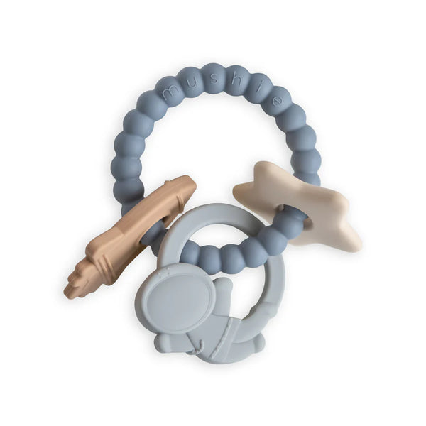 Mushie - Space Teething Ring – Silikon Beißring mit Weltraummotiven - Makimo - Smart Kids