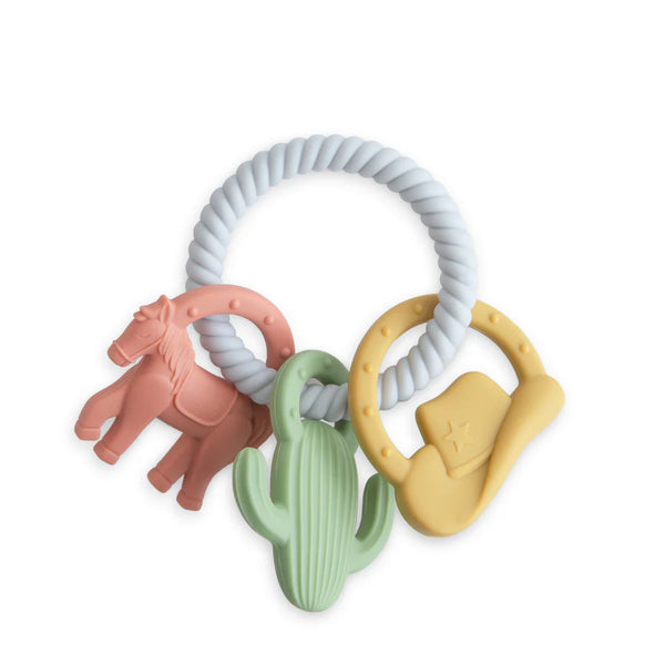 Mushie - Western Teething Ring – Silikon Beißring mit Westernmotiven
