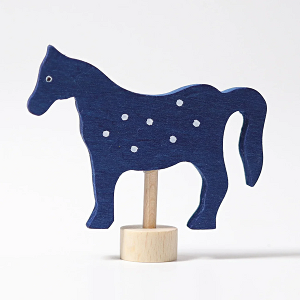 GRIMM'S Steckfigur blaues Pferd - Handbemalte Holzfigur für Festtagsringe - Makimo - Smart Kids